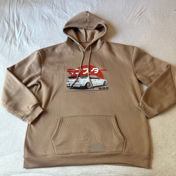 Unbranded Other - Mens Tan JDM Nissan Skyline R32 Graphic Hoodie Sweatshirt Large Japanese Street